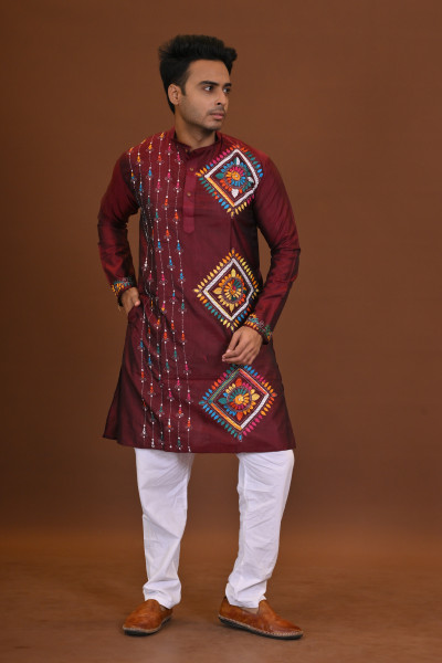 Bangalore Silk Kantha Kurta