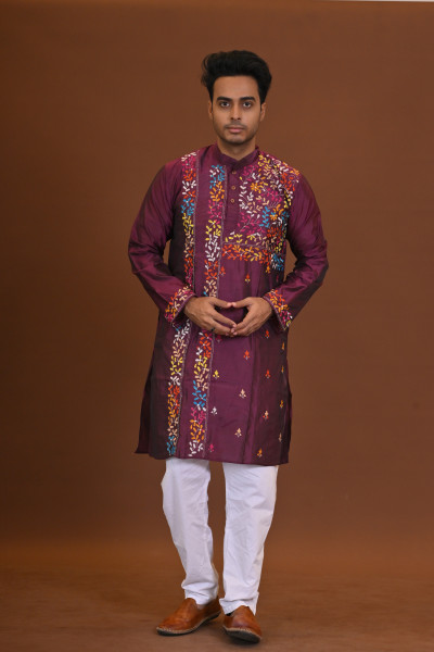 Blended Silk Kantha Kurta