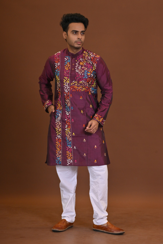 Blended Silk Kantha Kurta