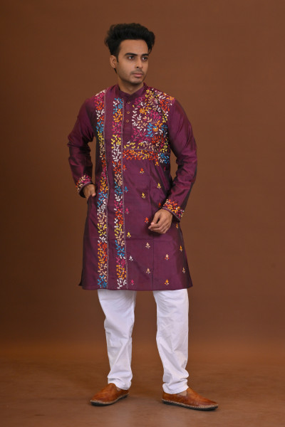 Blended Silk Kantha Kurta