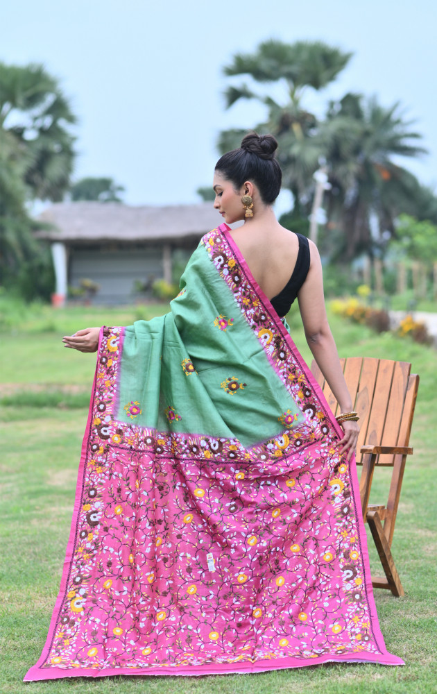 Tussar Dye Parsi Saree