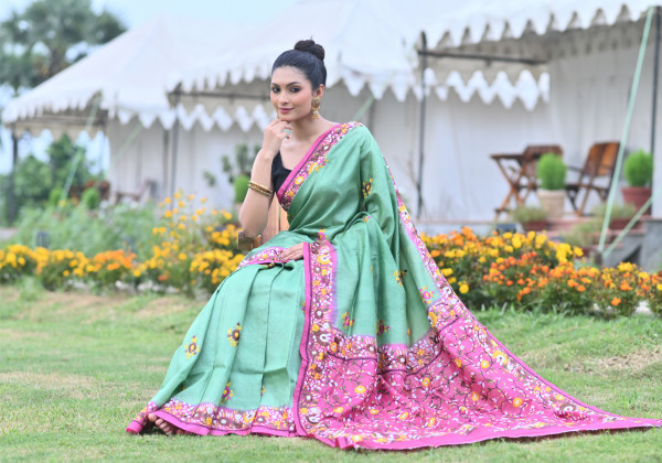 Tussar Dye Parsi Saree