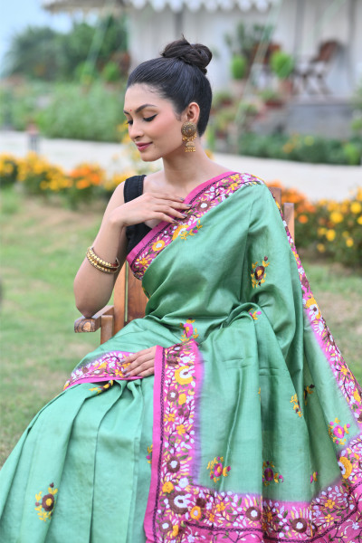 Tussar Dye Parsi Saree
