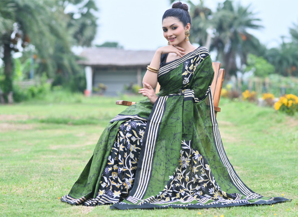 Special Batik Cotton Kantha Saree