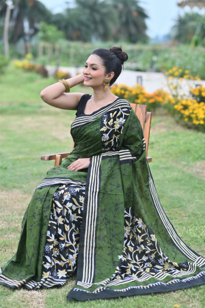Special Batik Cotton Kantha Saree