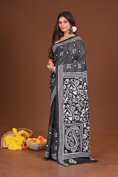 DURGESHWARI BLENDED SILK KANTHA SAREE