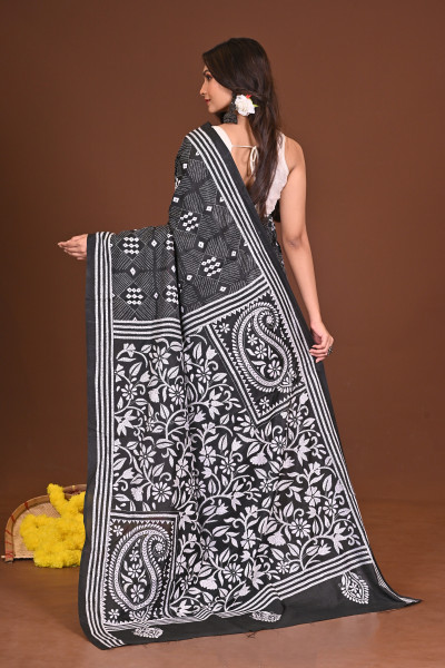 DURGESHWARI BLENDED SILK KANTHA SAREE
