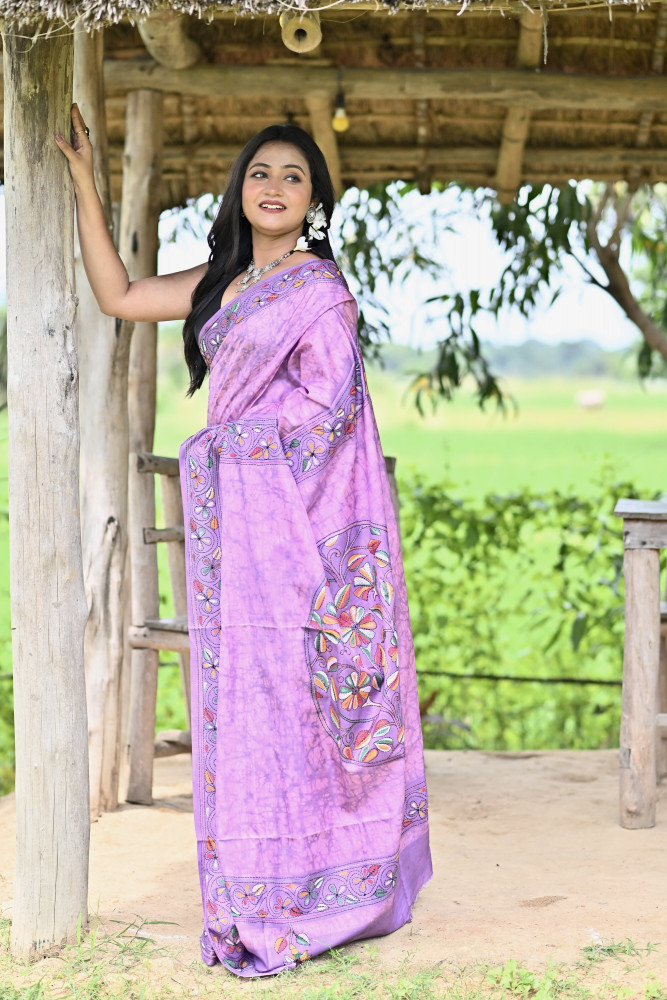 SHIVADUTI BLENDED SILK KANTHA SAREE