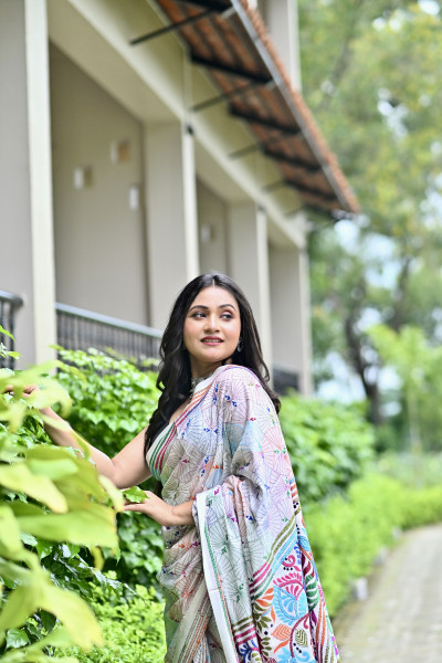 SHUMBHANASHINI  BLENDED SILK KANTHA SAREE