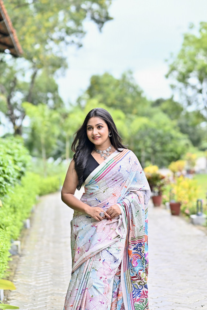 SHUMBHANASHINI  BLENDED SILK KANTHA SAREE