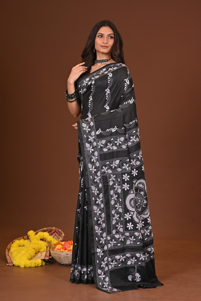 GAHANA BLENDED SILK KANTHA SAREE