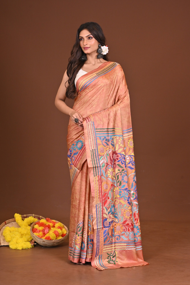 GOLAPIGANDHA BLENDED SILK KANTHA SAREE