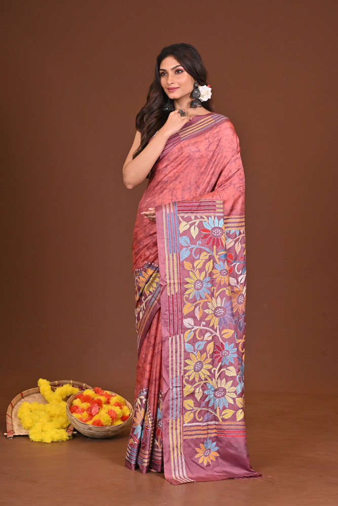 GOLAPIGOURI BLENDED SILK KANTHA SAREE
