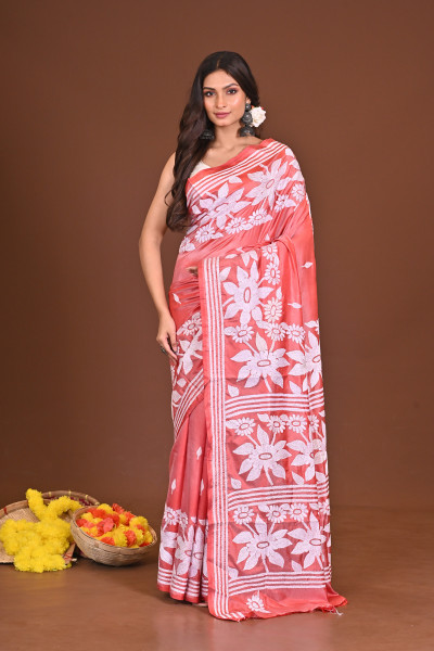 GOLAPKANON BLENDED SILK KANTHA SAREE