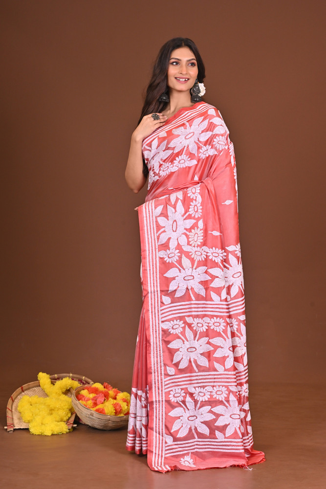 GOLAPKANON BLENDED SILK KANTHA SAREE