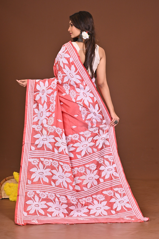 GOLAPKANON BLENDED SILK KANTHA SAREE