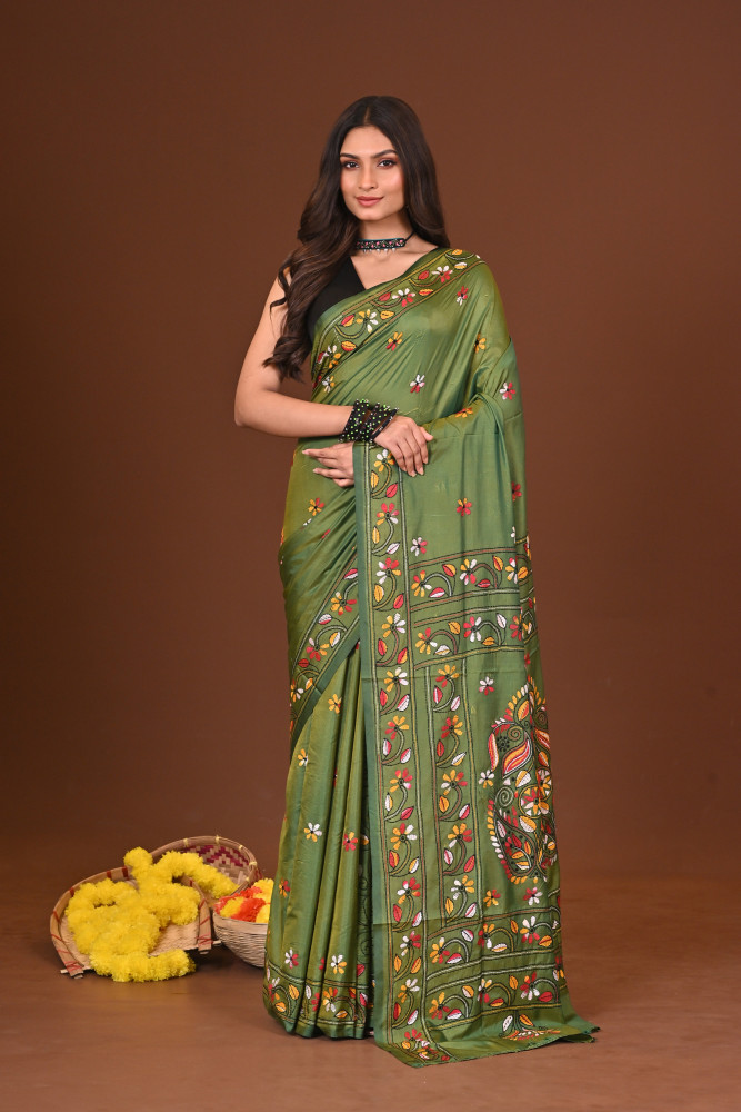 HARITROHI BLENDED SILK KANTHA SAREE