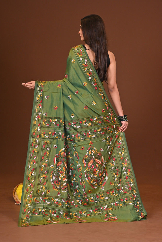 HARITROHI BLENDED SILK KANTHA SAREE