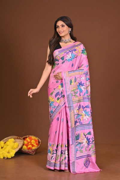 TRIPURASUNDARI BLENDED SILK KANTHA SAREE