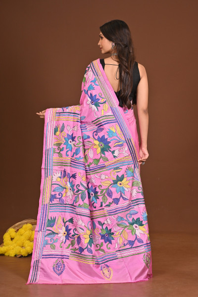 TRIPURASUNDARI BLENDED SILK KANTHA SAREE