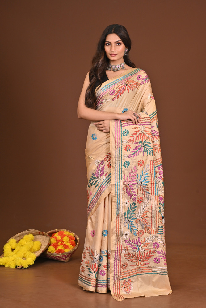 SIDDHIDHATRI BLENDED SILK KANTHA SAREE