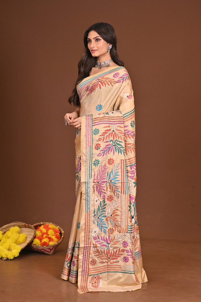 SIDDHIDHATRI BLENDED SILK KANTHA SAREE