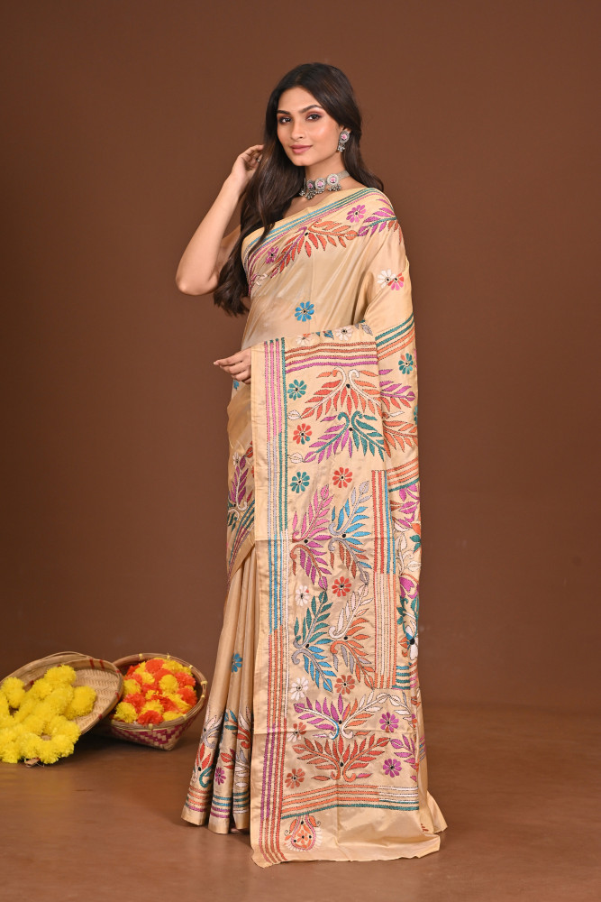 SIDDHIDHATRI BLENDED SILK KANTHA SAREE