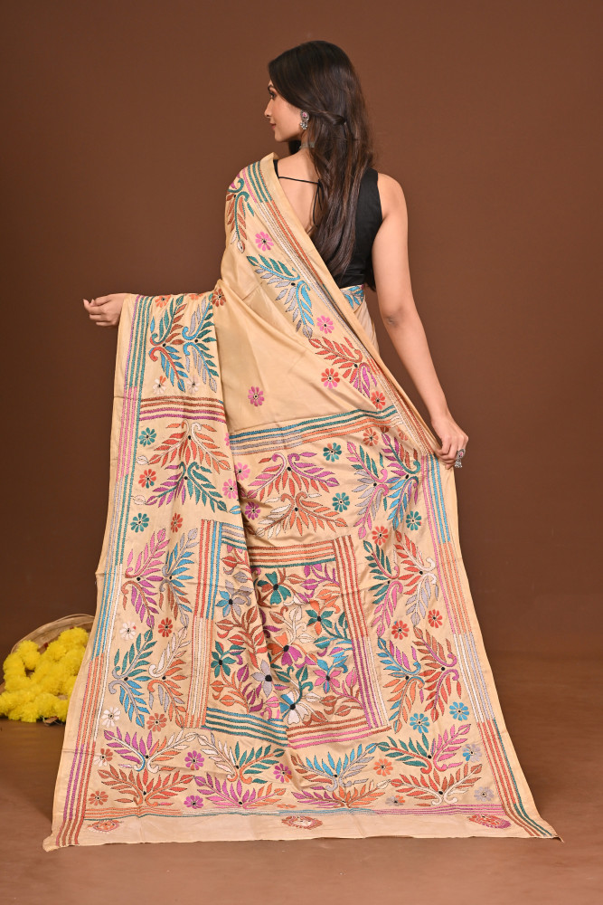 SIDDHIDHATRI BLENDED SILK KANTHA SAREE