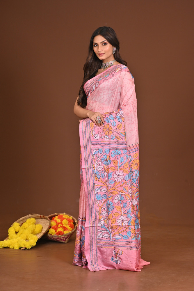 Image of SIDDHIDATRI BLENDED SILK KANTHA SAREE