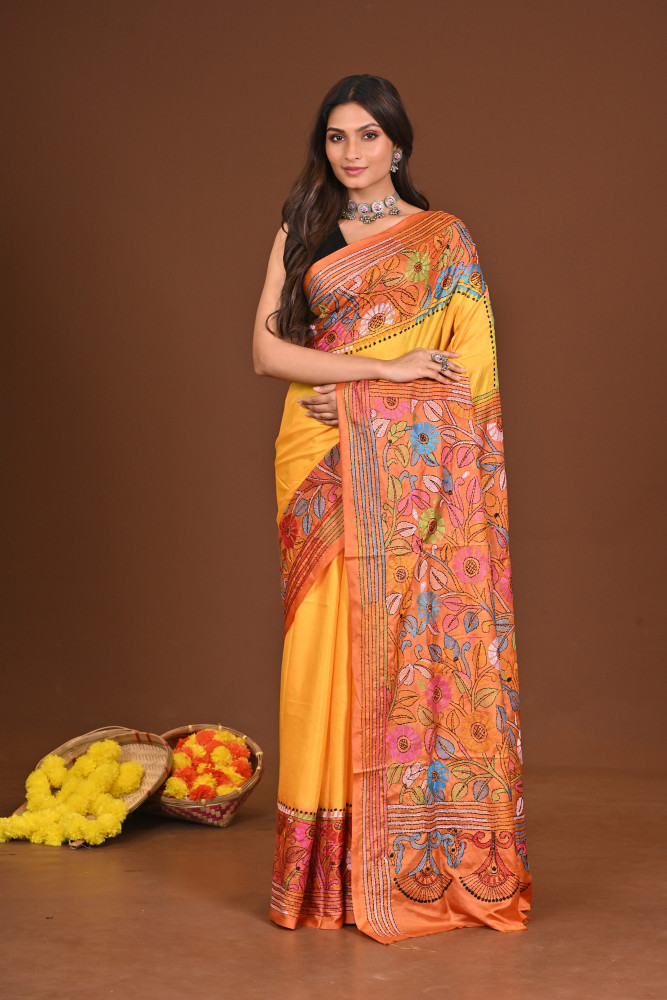 KAMESHWARI BLENDED SILK KANTHA SAREE