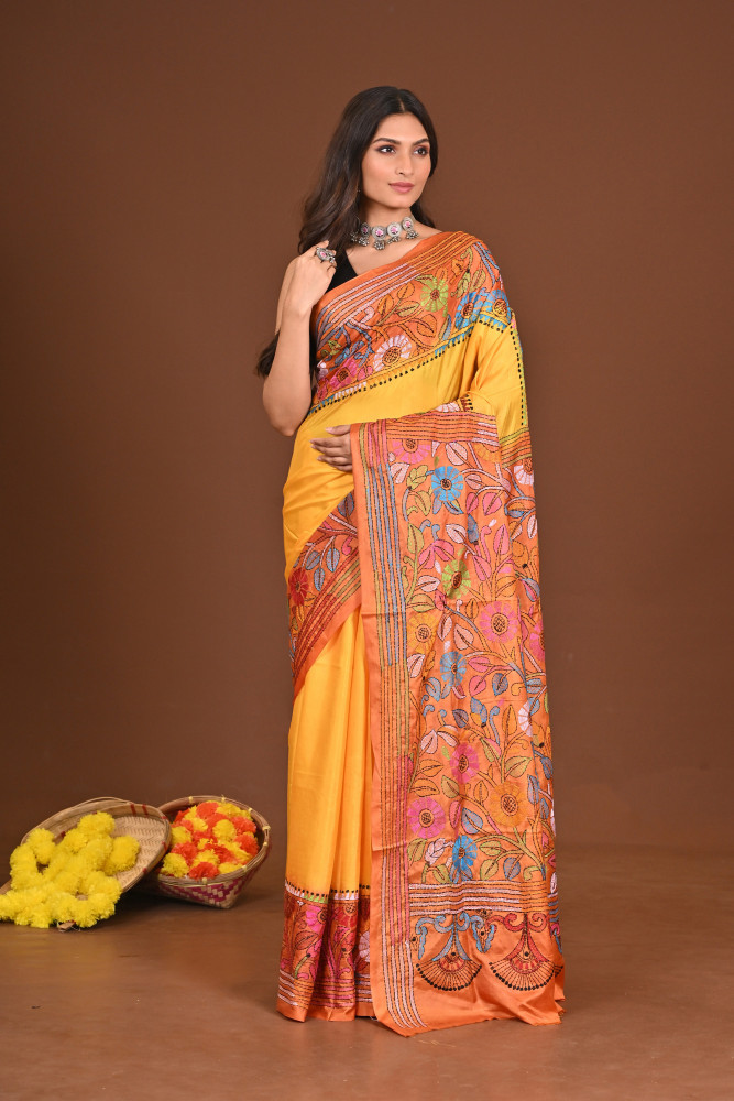 KAMESHWARI BLENDED SILK KANTHA SAREE