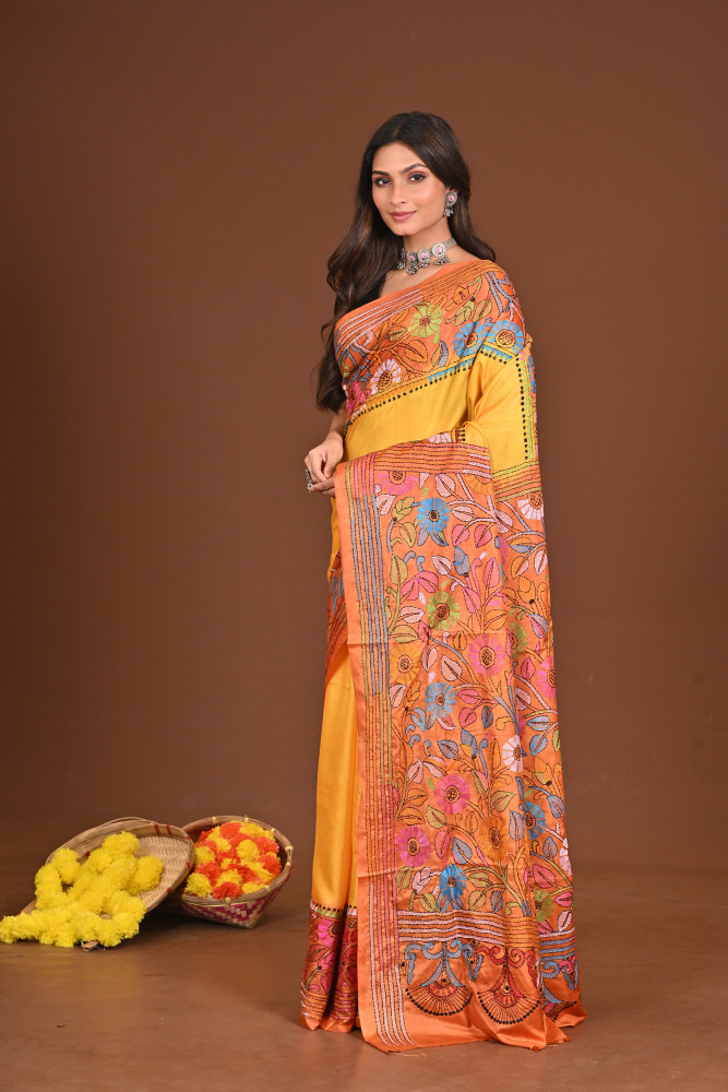 KAMESHWARI BLENDED SILK KANTHA SAREE