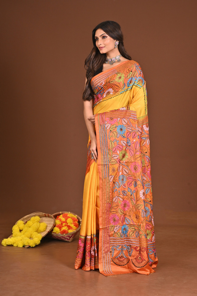 KAMESHWARI BLENDED SILK KANTHA SAREE