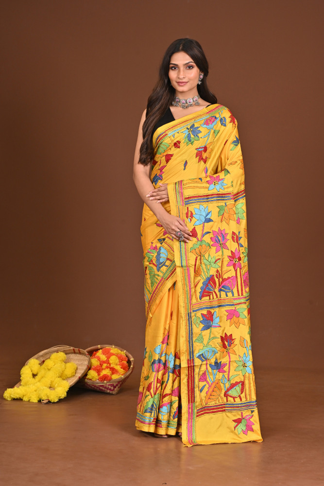 BRAHMACHARINI BLENDED SILK KANTHA SAREE