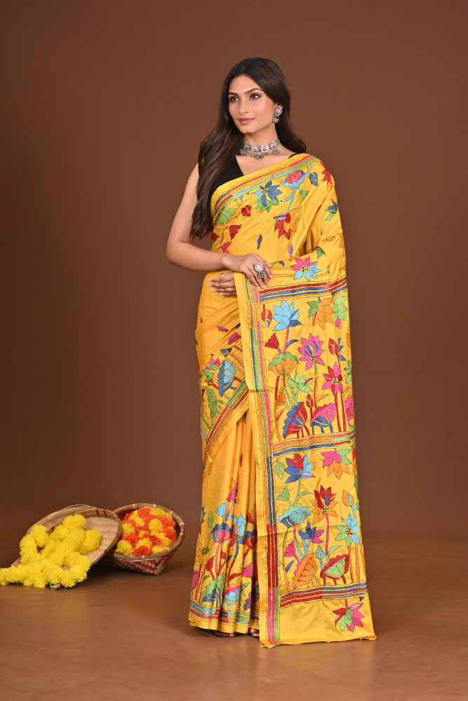 BRAHMACHARINI BLENDED SILK KANTHA SAREE