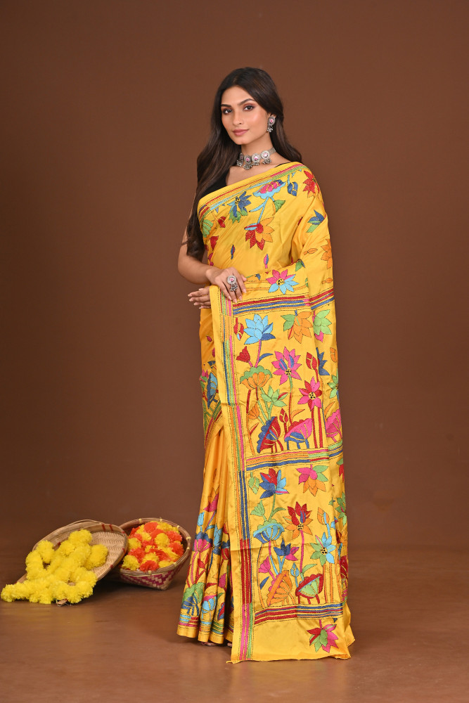 BRAHMACHARINI BLENDED SILK KANTHA SAREE