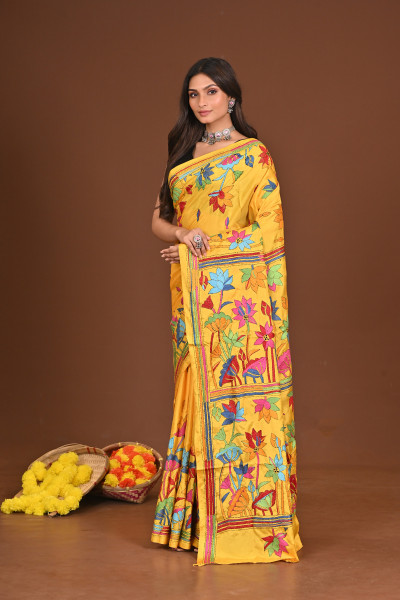 BRAHMACHARINI BLENDED SILK KANTHA SAREE