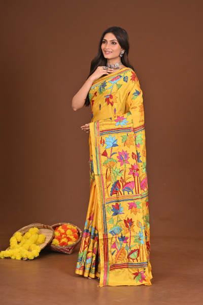 BRAHMACHARINI BLENDED SILK KANTHA SAREE