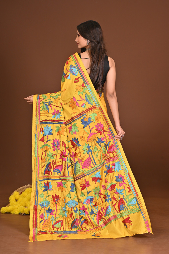BRAHMACHARINI BLENDED SILK KANTHA SAREE