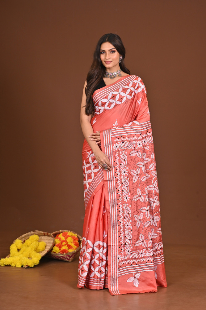 PRATYANGIRA BLENDED SILK KANTHA SAREE