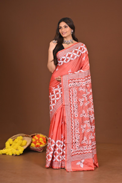 PRATYANGIRA BLENDED SILK KANTHA SAREE