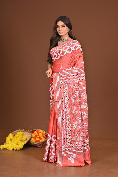 PRATYANGIRA BLENDED SILK KANTHA SAREE