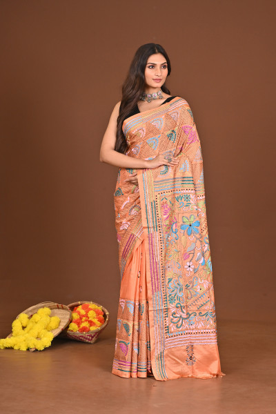 JAGATJANANI BLENDED SILK KANTHA SAREE
