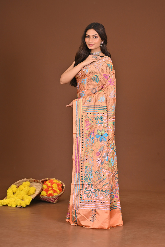 JAGATJANANI BLENDED SILK KANTHA SAREE