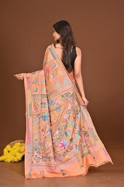 JAGATJANANI BLENDED SILK KANTHA SAREE