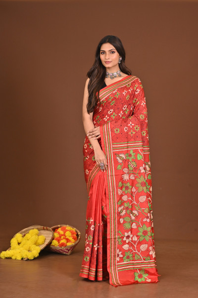 MAHISHASURAMARDINI BLENDED SILK KANTHA SAREE