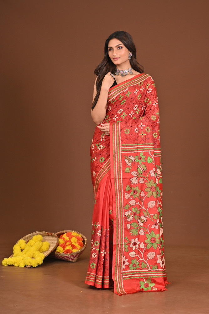 MAHISHASURAMARDINI BLENDED SILK KANTHA SAREE