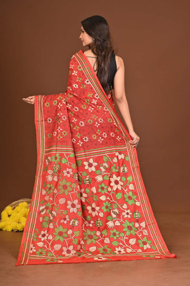 MAHISHASURAMARDINI BLENDED SILK KANTHA SAREE