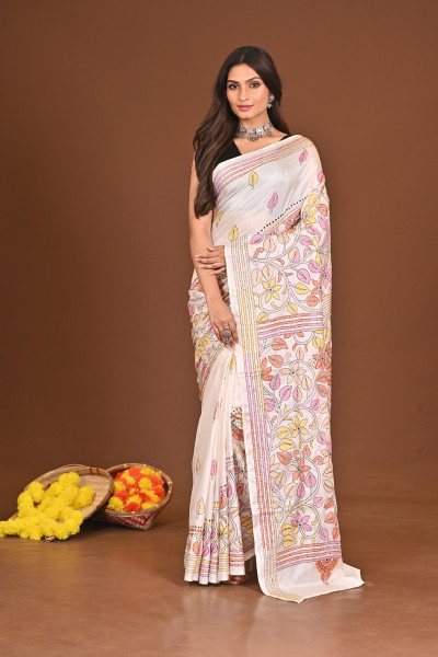 MAHAGAURI BLENDED SILK KANTHA SAREE