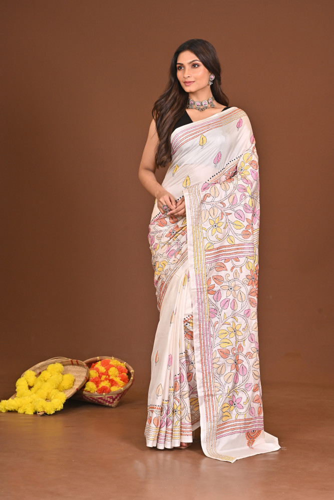 MAHAGAURI BLENDED SILK KANTHA SAREE